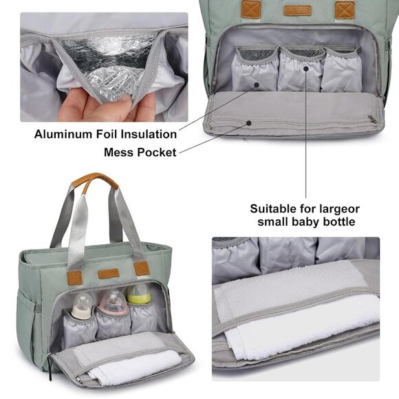 Diaper Bag Tote for Women, Tote Diaper Bag with 16 Inch Laptop Compartment for M - Picture 5 of 7